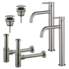 FortiFura Calvi Kit robinet lavabo - pour double vasque - robinet rehaussé - bonde clic clac - siphon design - PVD SW915333