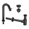 INK 5A Fonteinkraanset - staande Fonteinkraan - hoog gebogen - always open - plug en designSifon - zwart mat SW693039