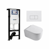QeramiQ Dely Swirl Toiletset - 36.3x51.7cm - Geberit UP320 plieger inbouwreservoir - 35mm zitting - glans witte bedieningsplaat - rechthoekige knoppen - glans wit SW1413321