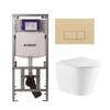 QeramiQ Dely Pack WC suspendu - 36.3x51.7cm - sans bride - bâti-support Geberit UP320 - abattant softclose - plaque de commande beige - boutons rectangulaires - blanc mat SW1164841