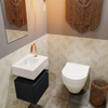 MONDIAZ ANDOR Toiletmeubel 40x30x30cm met 1 kraangaten 1 lades urban mat Wastafel Lex links Solid Surface Wit SW473939