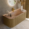 MONDIAZ KURVE-DLUX Meuble de salle de bains 110cm arrondi gauche + droite couleur Dusk avec 1 tiroir et 2 portes. Lavabo CLOUD central 1 trou de robinet Saba. SW1433321