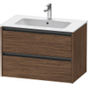 Duravit Ketho.2 Wastafelonderbouwkast - met 2 laden - 81x48x55cm - met grepen antraciet - donker noten mat SW772730