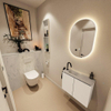 MONDIAZ TURE-DLUX Meuble toilette - 60cm - Talc - EDEN - vasque Opalo - position gauche - 1 trou de robinet SW1104132