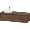 Duravit Ketho.2 Wastafelonderbouwkast - inclusief consoleplaat - met 2 laden - voor waskom links - 160x55x45.9cm - met handgrepen antraciet - donker noten mat SW772215