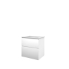 Proline elegant ensemble de meubles de salle de bain 60x46x62cm avec 1 trou pour robinet et sous meuble un polystone symétrique mat blanc/blanc SW349915
