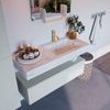 Mondiaz ALAN-DLUX Ensemble de meuble - 110cm - meuble Clay mat - 1 tiroir - Lavabo Cloud Opalo suspendu - vasque Droite - 1 trou de robinet SW806974