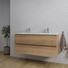 Adema Chaci Ensemble de meuble de salle de bains - 120x46x57cm - 2 tiroirs - 2 vasques ovales en céramique blanche - 2 trous pour robinets - cannelle SW721286