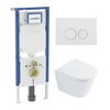 QeramiQ Dely Toiletset - 36.3x51.7cm - diepspoel - rimless - Geberit UP720 inbouwreservoir - softclose toilet zitting 35 mm - mat witte bedieningsplaat - ronde knoppen - wit glans SW1428163