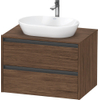 Duravit Ketho.2 Wastafelonderbouwkast - inclusief consoleplaat - met 2 laden - 80x55x56.8cm - met handgrepen antraciet - donker noten mat SW771794