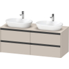 Duravit Ketho.2 Wastafelonderbouwkast - inclusief consoleplaat - met 4 laden - voor dubbele waskommen - 140x55x56.8cm - met handgrepen antraciet - taupe mat SW772807