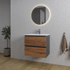 Adema Industrial 2.0 Ensemble de meuble 60x45x55cm avec vasque blanche en céramique 1 trou de robinet avec trop-plein et miroir bois/noir SW816085