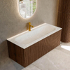 MONDIAZ KURVE-DLUX Meuble de salle de bains 110 cm couleur Walnut avec 1 tiroir. Lavabo BIG MEDIUM central 1 trou de robinet couleur Opalo. SW1137654