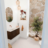 Mondiaz JOYA-DLUX 81.6cm toiletmeubel - ronding rechts kleur Walnut - Wastafel FAYE positie Links Zonder kraangat kleur Ostra. SW1422638