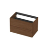 INK Wastafelonderkast - 80x45x52cm - 2 lades - opliggende grepen - MFC - Warm walnoot SW1405856