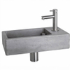 Fortifura Fuente fonteinset - 40x22x8cm - kraangat rechts - met kraan rvs - beton (grijs) SW1111527