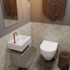 MONDIAZ ANDOR Toiletmeubel 40x30x30cm met 1 kraangaten 1 lades smoke mat Wastafel Lex rechts Solid Surface Wit SW474014