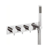 Crosswater partie apparente 3 poignées avec douchette et flexible de douche chrome SW639982