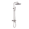 FugaFlow Eccelente Sobrado Regendoucheset - thermostatisch - 30cm hoofddouche - metalen slang - staaf handdouche - draaibare baduitloop - Geborsteld Gunmetal PVD SW1592784
