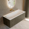 Mondiaz KURVE Ensemble de meuble salle de bain - 110x46x40cm - 1 tiroir - lavabo en solid surface - milieu - sans trou de robinet - Shadow SW1414243