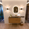 Mondiaz CIRO-DLUX Badkamermeubelset - 110x45x50cm - Solid surface wastafel Lava - 1 wasbak Rechts - zonder kraangaten - 2 lades - Oak SW1531080