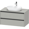 Duravit Ketho.2 Wastafelonderbouwkast - inclusief consoleplaat - met 2 laden - 100x55x56.8cm - met handgrepen antraciet - betongrijs mat SW772666