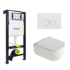 Plieger Kansas Toiletset - UP320 inbouwreservoir - wandcloset - pressalit slim zitting - softclose - mat witte bedieningsplaat - ronde knoppen - mat wit SW1223239