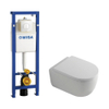 QeramiQ Dely Swirl Toiletset - 6.5x53cm - Wisa XS inbouwreservoir - 35mm zitting - witte bedieningsplaat - ronde knoppen - wit mat SW1138625