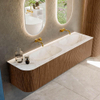 MONDIAZ KURVE-DLUX 175cm Meuble salle de bain avec module 25 G - couleur Walnut - 2 tiroirs - 1 porte - vasque STOR SMALL double / droite - sans trou de robinet - couleur Frappe SW1137517