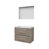 Basic-Line Ultimate 46 ensemble de meubles de salle de bain 80x46cm sans poignée 2 tiroirs lavabo acrylique 0 trous de robinetterie miroir éclairage mfc scotch oak SW639227