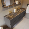 Mondiaz VICA-DLUX ensemble de meuble de salle de bain - 150cm - meuble sous-vasque gris foncé - 4 tiroirs - lavabo encastré cloud double - 2 trous de robinet - miroir modèle spot - version XL 60cm de haut - lave SW1098624