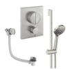 Crosswater MPRO Push Shower Set - 4 Brushed Nickel - 200mm - geborsteld RVS SW1472719