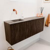 Mondiaz JOYA-DLUX 111.6cm toiletmeubel - ronding rechts kleur Walnut - Wastafel FAYE positie Links Zonder kraangat kleur Oza. SW1424595