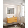 MONDIAZ VICA Ensemble de meuble salle de bain - 100cm - 2 tiroirs - lavabo Moon gauche - 1 trou de robinet - solid surface ocre SW411080
