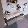 Mondiaz ALAN-DLUX Ensemble de meuble - 100cm - meuble Smoke mat - 1 tiroir - Lavabo Cloud Opalo suspendu - vasque Droite - 0 trous de robinet SW806523