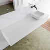 Mondiaz Lagom Meuble salle de bains 170x30.9x45cm Solid Surface Talc 2 tiroirs avec lavabo BINX vasque à poser Droite sans trous de robinet SW409159