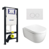 Plieger Kansas Toiletset - UP320 réservoir encastré - wc suspendu - compact - abattant wc - softclose - plaque de commande blanche - boutons ronds - blanc SW1222593