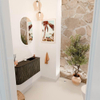 Mondiaz JOYA 81.6cm meuble de toilette - arrondi gauche couleur Shadow - Vasque FAYE position Droite 1 trou de robinet couleur Urban SW1421560