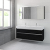 Bruynzeel Passo badmeubelset 69.8x150x46cm 2 kraangaten 2 wasbakken 4 lades met spiegelkast met softclose ceramic zwart eiken SW384726 Bruynzeel Passo badmeubelset 69.8x150x46cm 2 kraangaten 2 wasbakken 4 lades met spiegelkast met softclose ceramic zwart eiken SW384726
