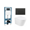 QeramiQ Dely Ensemble WC - réservoir encastré Qeramiq Flush - abattant 35mm - plaque de commande en plastique noir mat - boutons rectangulaires - blanc brillant SW1580651