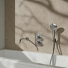 Fortifura Calvi Badkraan set - uitloop - 22cm inkortbaar - gladde slang - ronde handdouche - inbouwdeel - wandhouder - PVD - geborsteld RVS SW1244018