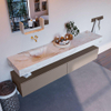 Mondiaz ALAN-DLUX Ensemble de meuble - 200cm - meuble Smoke mat - 2 tiroirs - Lavabo Cloud Frappe suspendu - vasque Gauche - 0 trous de robinet SW805242