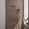Brauer Gold Edition Ensemble de douche pluie encastré - douche principale 30cm - bouton lisse - douchette ronde 3 positions - glijstang - PVD - or brossé SW547688