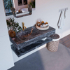 Mondiaz ALAN-DLUX Ensemble de meuble - 100cm - meuble Lava mat - 0 tiroirs - Lavabo Cloud Lava suspendu - vasque Gauche - 1 trou de robinet SW809221