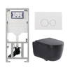 QeramiQ Dely Swirl Toiletset - 36.3x51.7cm - Geberit UP320 inbouwreservoir - met Burda frame - 35mm zitting - glans witte bedieningsplaat - ronde knoppen - mat zwart SW1138620
