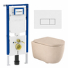 QeramiQ Dely Swirl Toiletset - 36.3x51.7cm - Geberit UP720 Duofix Sigma inbouwreservoir - 35mm zitting - glans witte bedieningsplaat - rechthoekige knoppen - mat beige SW1413985