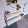 Mondiaz ALAN-DLUX Ensemble de meuble - 100cm - meuble Cale mat - 1 tiroir - Lavabo Cloud Ostra suspendu - vasque Droite - 0 trous de robinet SW807283