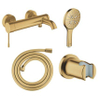 Grohe Essence Badset - badkraan - handdouche - handdouchehouder - doucheslang - brushed cool sunrise (goud) SW1574564