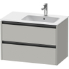 Duravit Ketho 2 meuble sous-lavabo avec 2 tiroirs pour vasque à droite 81x48x54.9cm avec poignées gris anthracite béton mat SW772195