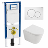QeramiQ Dely Toiletset - Geberit UP720 inbouwreservoir - witte bedieningsplaat - softclose toilet zitting - 35mm - met Burda frame - mat wit SW1427997
